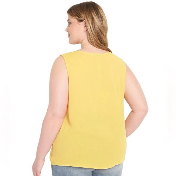 Lane Bryant Womens Tie Front Blouse Lace Detail Yellow Faux Button Up Size 20 - Picture 13 of 13